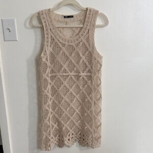 Zara Tan Crochet Sleeveless Swimsuit Coverup Mini Dress